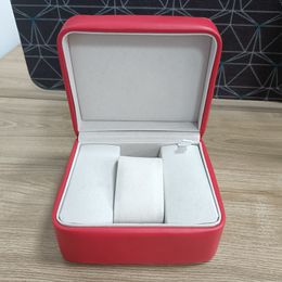레드 남자 시계 박스 케이스 스퀘어 가죽 재료 매뉴얼 인증서 카드 여자 시계 선물 상자 오리지널 손목 시계 액세서리 Montre de Luxe
