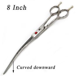 Brand 8 Inch Professional Pet Grooming Scissors Set Japan 440C Dog Shears Hair Cutting Curved Scissors With Bag 220621