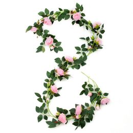 Artificial Rose Vine Flowers Fake Hanging Flower with Green Leaves for Wedding Ceremony Home Garden Party Decorations