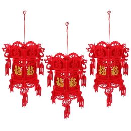 3Pcs Festival Lanterns Chinese Year Nonwoven Lantern Pendant Home Hanging Decoration Gift 220611