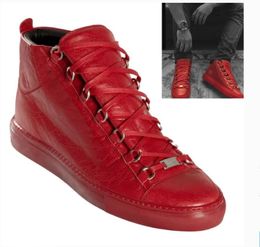 Men high tops casual shoes leather sneakers arena high wrinkle genuine leathers lace up sports trainers boxes 38-46