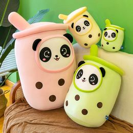 Plush dolls panda milk tea cup doll plush toy for girls to sleep large pillow wholesale