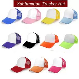DHL Sublimation Trucker Hat Sublimation Blank Mesh Hat Adult Trucker Caps for Sublimation Printing Custom Sports Outdoor Hat B0529A30