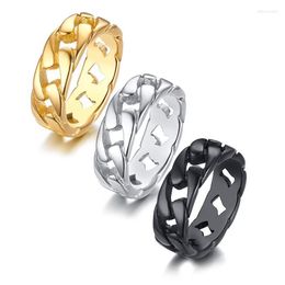 Cluster Rings 2022 7mm Link Chain Ring Gold/Black/Silver Colour Size 7/8/9/10/11/12 Chunky Curb Titanium Steel For Men Edwi22