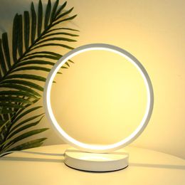 Table Lamps Lamp Bedroom Circular Desk For Living Room Black/White Dimmable Bedside Round Night Light DecorationTable