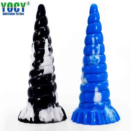 Nxy Dildos Yocy Tower Type Silicone Skin Soft Suction Cup Penis for Adult Men and Women Backyard Anal Plug Fun Massage 0317