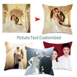 Custom Cover Po Customised Throw Pillow Case Home Decorative Linen Text Printing Pillowcase Sofa Cushion 4545CM 220622