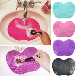 Newest Silicone Brush Cleaner Cosmetic Washing Brush Tool Multicolor Gel Foundation Makeup Brushes Cleaning Pad Scrub Plate With Suction Cup LT0068