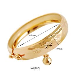 gold charms bell Canada - Charm Bracelets 1PC Baby Hand Ring Stylish Imitation Gold Bracelet Delicate Full Moon Blessings Cool With Bell For Kids Toddle2789