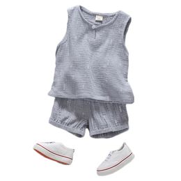 Cotton Toddler Kids Clothing Sets Summer Children Short Sleeve sleeveless Vest Clothes Kid Boy Girl Beach Tracksuit Boys 220620