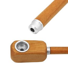 glass oil burner pipe with metal bowl Straight rod removable wood pipes Portable wooden pipes