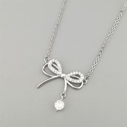 Tiktok Xiaohongshu Same Style Bow Necklace Female Star Pendant Niche Ins Fashion Butterfly Dream Clavicle Chain Jewelry