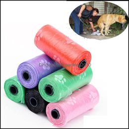 Other Pet Supplies Home Garden Ll Dog Garbage Bag 15Pcs/Roll Printing Cat Dogs Poop Outdoor Clean Refill Trave Dhwhj