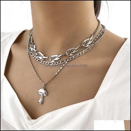 Pendant Necklaces Punk Mtilayer Sets Flame Mushroom Necklace Set For Women Choker Chains Couple Fashion Jewellery Carshop20 Carshop2006 Dhygh