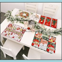 Christmas Decorations Festive Party Supplies Home Garden Winter Holiday Placemat Santa Claus Heat-Resistant Washable Tab Dh9Zw