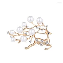 Pins Brooches Aesthetic Small Deer With Pearls Metal Pin Clothes Shirt Jeans Brooch Badge Charm For Women Seau22
