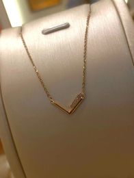 Original Design Korean Style V-Shaped Pendant Women Chic Internet Celebrity Classic Style All-Match Rose Gold Necklace for Girls