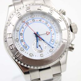 Men's Automatic Mechanical Watch Brand New 44 mm White Dial With Rotating Silver Top Ring Bezel and Stainless Steel Strap Business Sports Waterproof