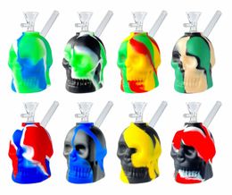 Silicone Oil Burner Pipes Thick Skull Smoking Hand Spoon Pipe With Bowl 6.5inch 5.5inch Tobacco Dry Herb For Bong Glass Bubbler