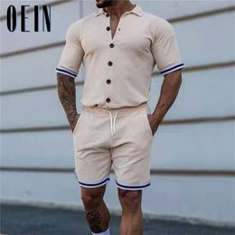 Men's Fitness Tracksuit 2 Piece Set Summer Jogging Sport Suit Fashion Short Shirt Shorts Sets Mens Casual Solid Sportswear 220610