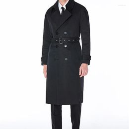 Men's Trench Coats Solid Color Coat Men Classic Double Breasted Mens Long Male Black Lapel British Style Overcoat 3XLMen's Viol22