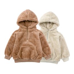 Toddler Baby Boys Girls Winter Jacket 3D Bear Ears Hoodie Coat Fur Fleece Fuzzy Sherpa Thicken Warm Outwear Children Sweatshirt