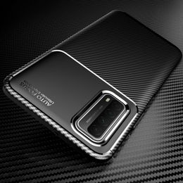 Luxury Carbon Fibre Shockproof Cases For Huawei Y7A P Smart 2021 Soft Silicone TPU Bumper Protective Back Cover Coque Fundas