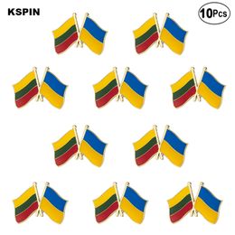 Lithuania and Ukraine Friendship Brooches Lapel Pin Flag badge Brooch Pins Badges 10Pcs a Lot XY1212-10