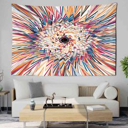 3D Swirl Tapestry Colourful Psychedelic Tarot Wall Hanging Fireworks Skull Beach Rugs Background Home Room Decor J220804