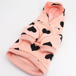 love Dog Hoodies Pink Heart Cute Puppy Pullover Clothes Y200330
