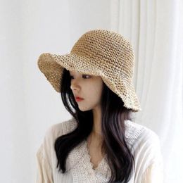 Wide Brim Hats Folding Straw Hat Womens Summer Sun Visor Holiday Seaside Beach Floppy Bucket Panama Dome HatWide