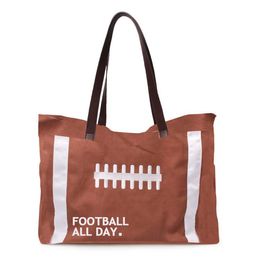 Classic Side Pockets Football Bag Large Capacity Brown Lace Travel Bags Canvas Shopping Purse Team Accessories Tote DOM1477