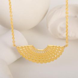 Pendant Necklaces Gold Colour Peacock Tail Necklace Women Jewellery Fan Feathers Pendants Stainless Steel Collier FemmePendant