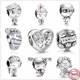 925 Sterling Silver Dangle Charm Girl Boy Teenager Beads Bead Fit Pandora Charms Bracelet DIY Jewellery Accessories