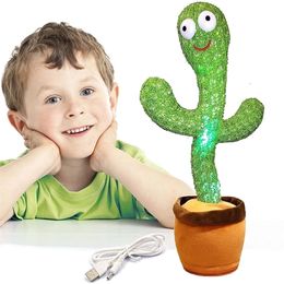 Dancing Cactus 120 Song Ser Talking Usb Battery Voice Repeat Plush Cactu Dancer Toy Talk Stuffed Toys For Kids Gift 220628