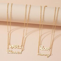 Pendant Necklaces Fashion Women Statement Necklace 2022 Simple Letter Combination VBES LOVE Mommy Bleaaed Wholesale