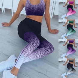 Sexy Sports Suit Women Gradient Fitness Yoga Set Tracksuit Gym Jogging Sportswear Running Top&Leggings Sport Fitness Suit Mujer T200601