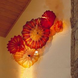 Antique Lamp Hand Blown Glass Wall Art Plates Murano Hanging Flowers Diameter 20 to 45 cm