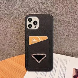 Fashion Designer Cell Phone Cases for iPhone 14 14pro 14plus 13 12 11 pro max XR Xsmax Card Holder Leather Diamond Tag Luxury Case with Samsung S22 S21 ultra Note20 plus