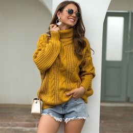 Autumn and Winter New knit sweater Women's Turtleneck sweaters Pullover oversized sweater Thick women sweater 201016