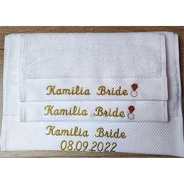 White Cutomize Lover Gift Wedding Souvenir Birthday Name Baby Christening Terry Custom Made Home Textile Towel 220616