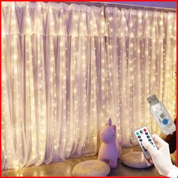 Strings LED Copper Wire Curtain String Lights Christmas Fairy Garland Festoon Outdoor Home For Wedding Party Room DecorationLED