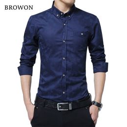 Sale Fashion Casual Men Shirt Long Sleeve Jacquard Weave Slim Fit Cotton s Dress s Clothes 5XL 220322