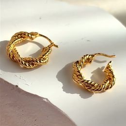 Western Style S925 Silver Hemp Rope Ear Hoop Retro Gold Plated Body Earring Jewelry For Women and Girls