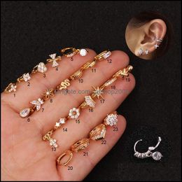 Dangle Chandelier Earrings Jewellery Zircon Circle Earring For Women Fashion Bling Flower Cross Small Hoop Party Weddi Dha1B
