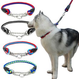 Martingal Dog Rope Collar Rope Slip Chains Pinch Choke Collar with Welded Link Chain Training Accessories for Large Dogs 201030