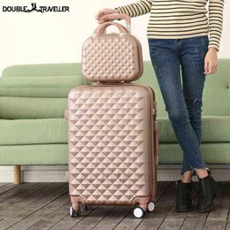 Inch Travel Suitcase On Wheels Trolley Luggage Women Cabin Rolling Set Carry ons Case Fahsion J220708 J220708