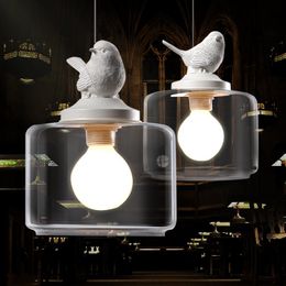 Pendant Lamps European Creative Bird Chandelier LED Lamp Living Room E27 Retro Art Glass Glossy ChandelierLB121112Pendant