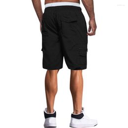 Men's Pants Male Summer Straight Solid Cargo Pant Drawstring Pocket Shorts Cropped TrousersMen's Men'sMen's Drak22