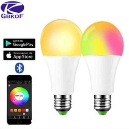 110V 220V Bluetooth E27 RGBW LED Bulb Lights 5W 10W 15W RGB Lampada Changeable Colourful RGBWW LED Lamp With Remote+Memory Mode H220428